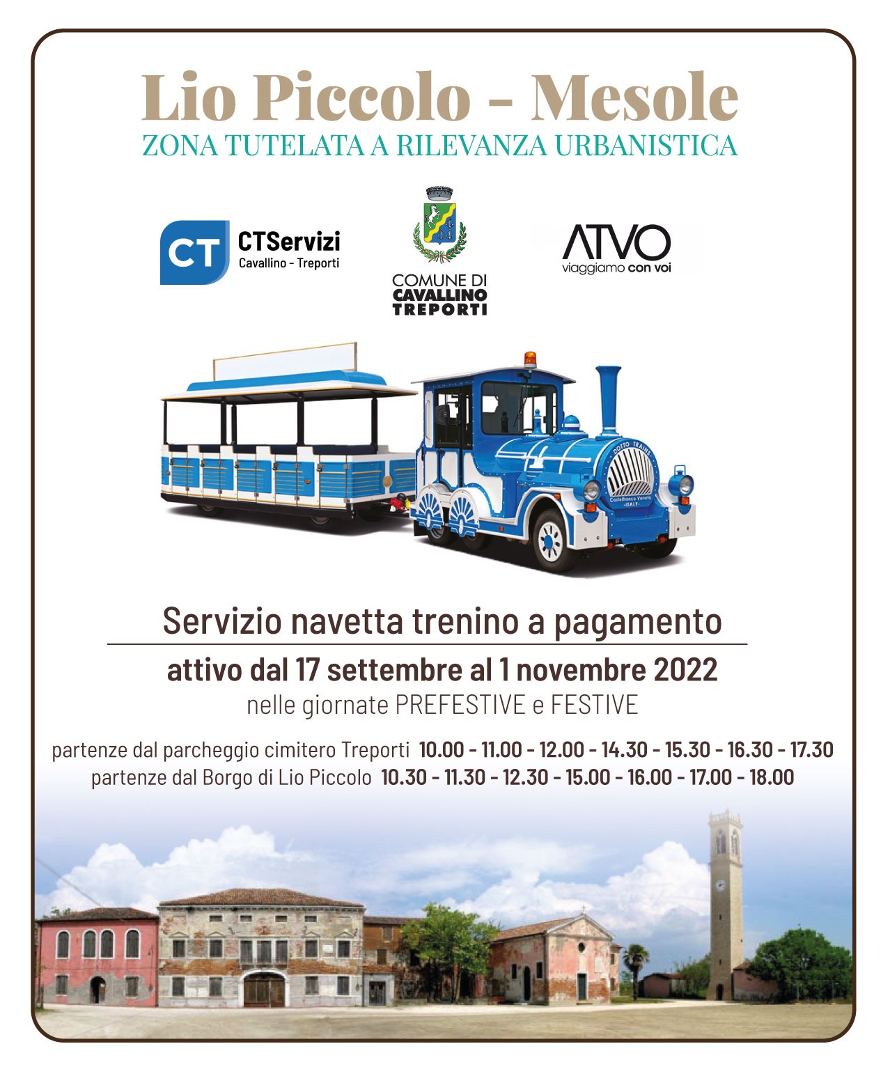 LIO PICCOLO E ZTRU, DA SABATO 17 SETTEMBRE ATTIVO IL TRENINO PER IL BORGO