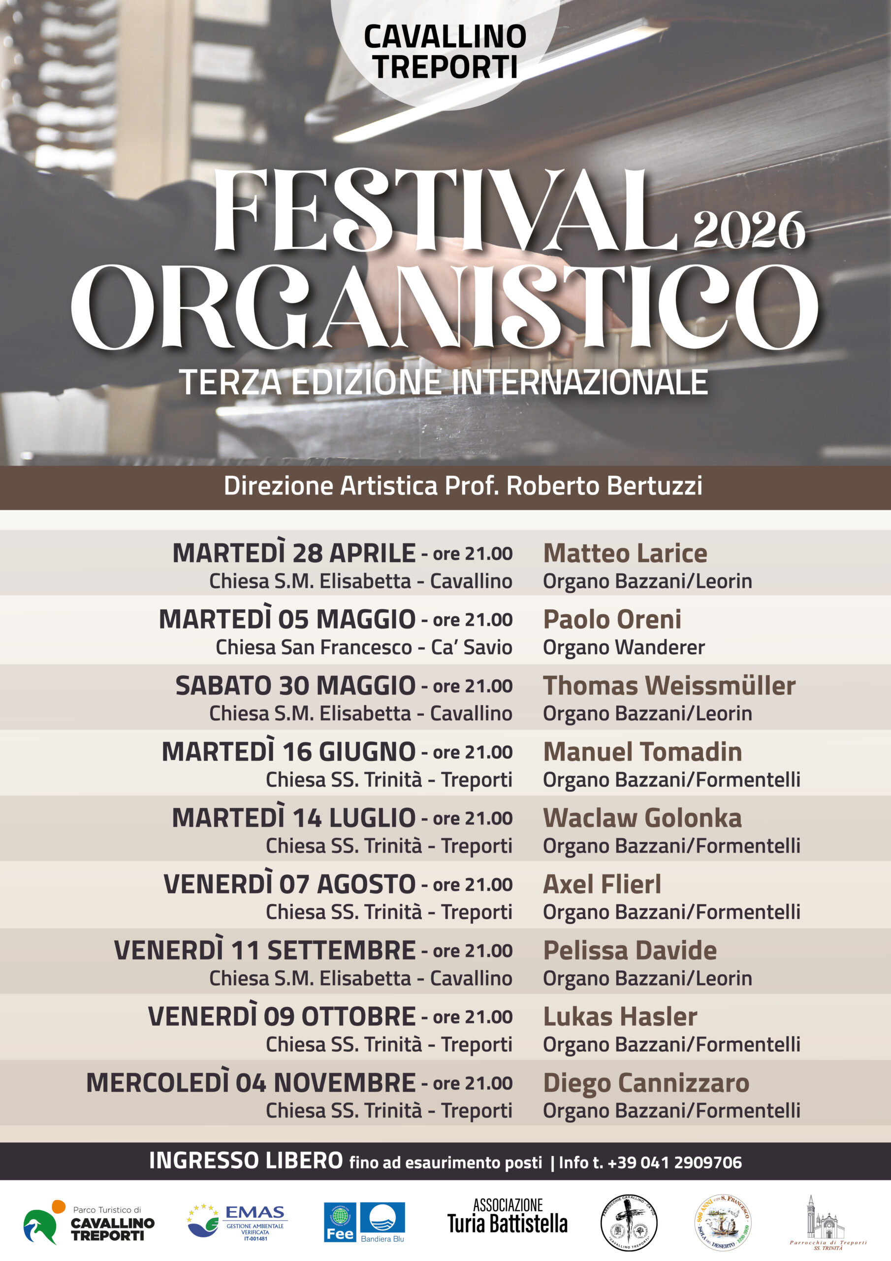 TERZA EDIZIONE DEL FESTIVAL ORGANISTICO INTERNAZIONALE DI CAVALLINO-TREPORTI